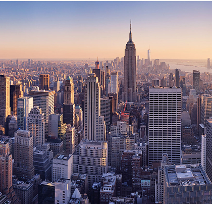 Commercial buildings in aerial view