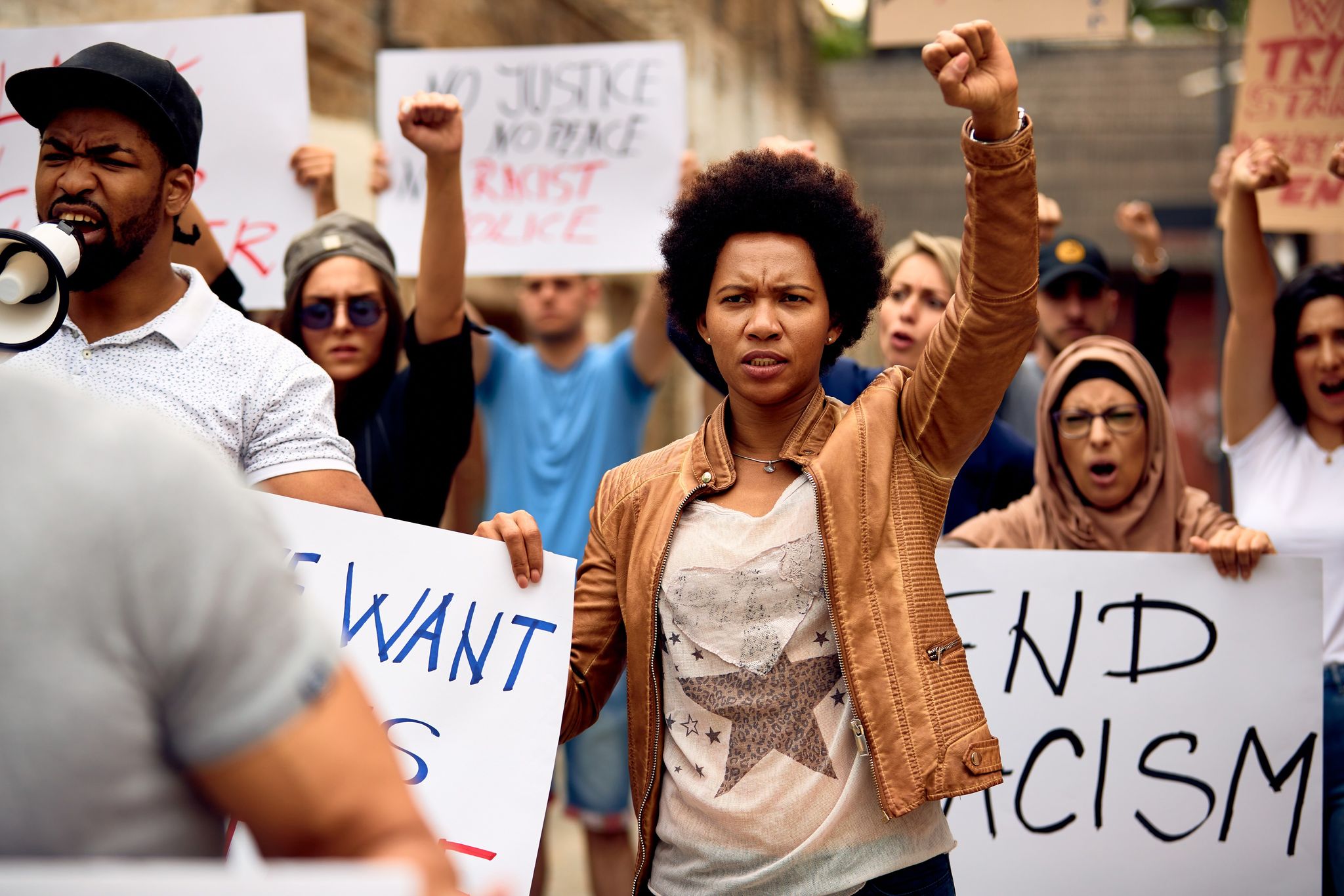 People protesting against racism